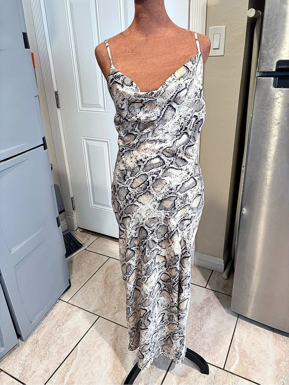 Paper Heart Snake Print Cowl Neck Maxi Dress Size Medium